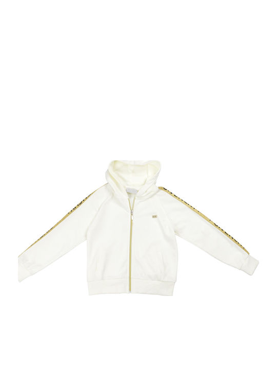 Kids Sweatshirt Cardigan Cotton with Hood Ecru