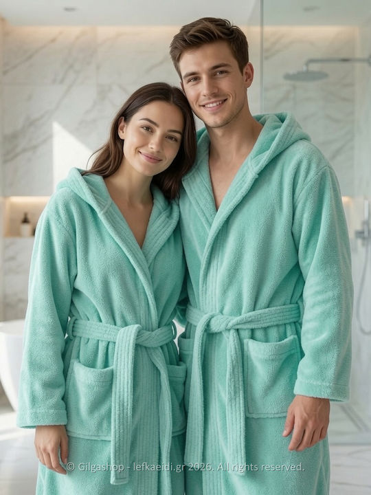 Casa Colori Bademantel mit Kapuze Aqua