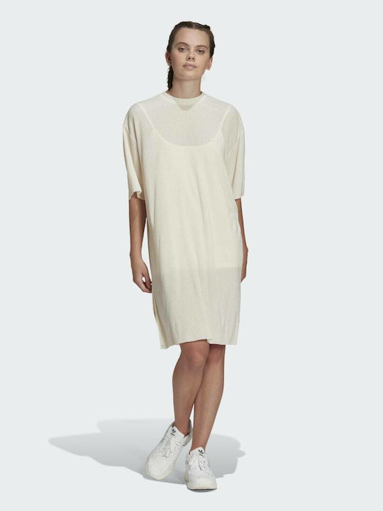 Adicolor Summer Midi Athletic Dress T-Shirt Short Sleeve Beige