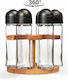 Glass Tabletop Rotating Spice Rack UP00900S Brown 6pcs