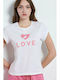 Damen Sportlich T-Shirt Weiß
