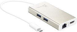 J5create JCA374 USB-C Docking Station με HDMI 4K PD Ethernet