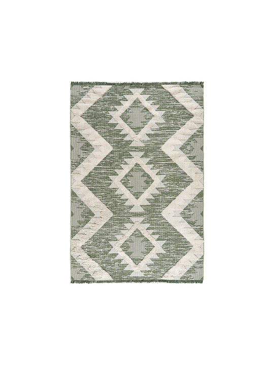 Beauty Home Morocotton 9237 Summer Rectangular Rug Cotton with Fringes Green
