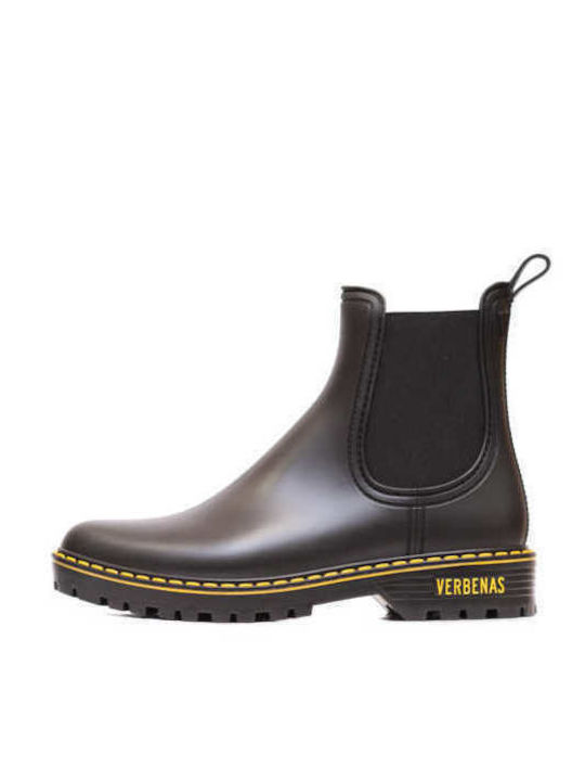 Verbenas Women's Black with Yellow Wellington Boot