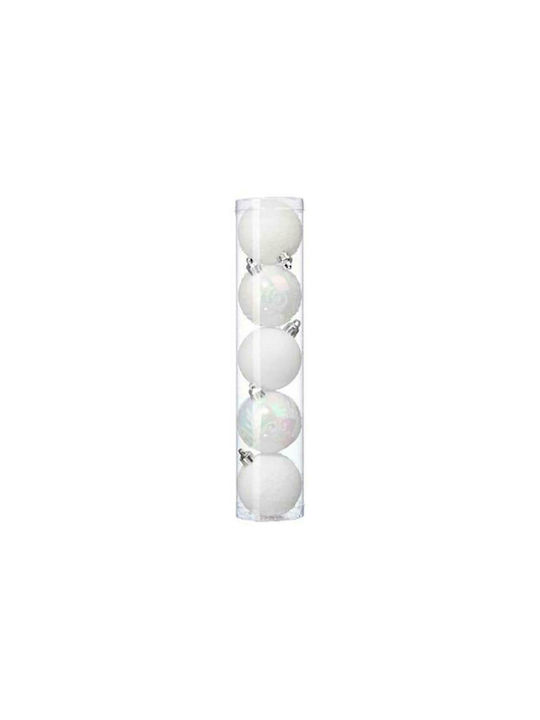 Hängendes Kugel Ornament Ornament Weiß 5cm Set 5Stück
