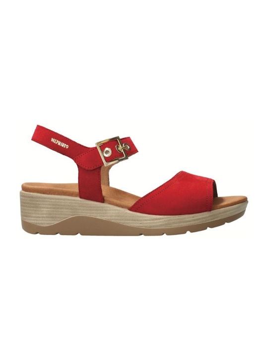 Mephisto Women's Nubuck Leather Sandals Red MEP/CAROLYNE SCARLET