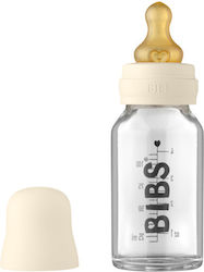 Bibs Glass Bottle with Silicone Nipple for 0+, 0+ m, months Ivory 110ml 1pcs 5003216 5013216