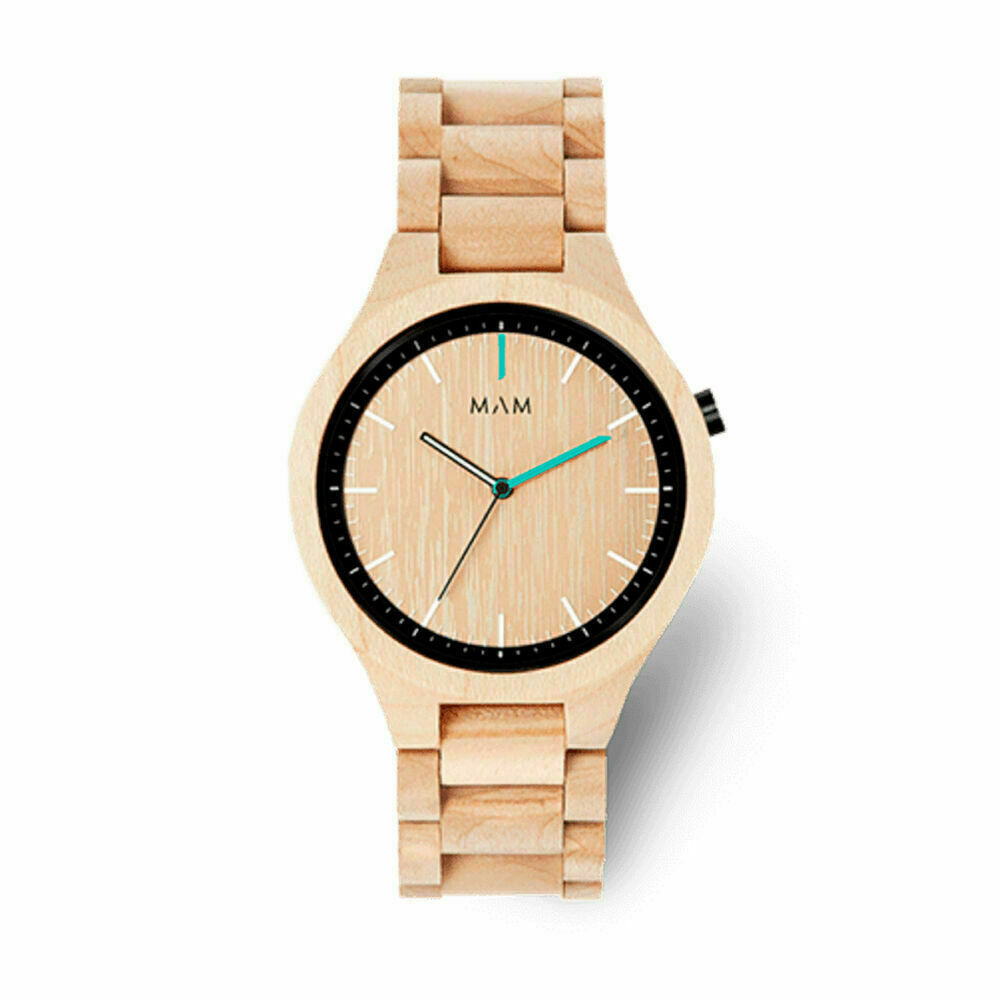 Mam Originals Volcano Battery Watch with Wooden Bracelet Beige 698