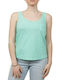 Superdry Women's Summer Blouse Cotton Sleeveless with V Neckline Green