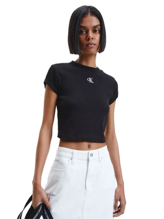 Calvin Klein Women's Summer Crop Top Cotton Short Sleeve Black