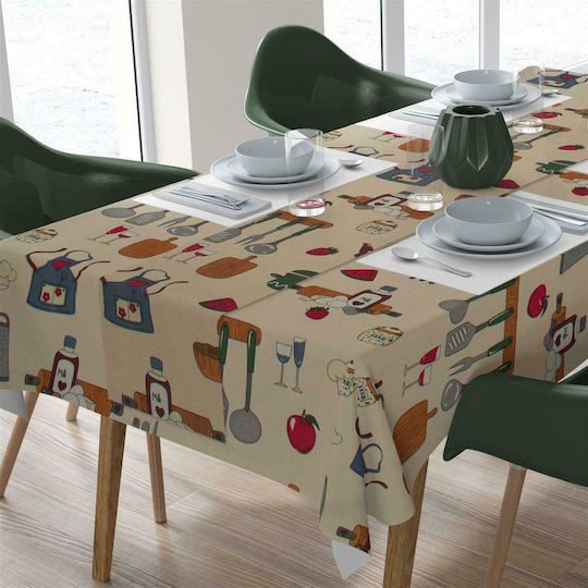 Dimcol Τραπεζομάντηλο Αλέκιαστο Σετ 2τμχ Utensils 470 Ecru 140x220εκ.