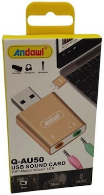 Andowl Q-AU50 External USB 7.1 Sound Card Silver