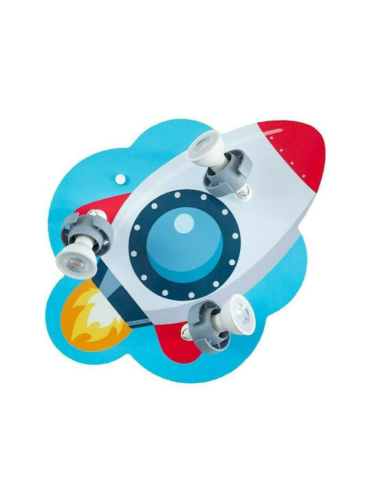 Elobra Rakete Multi Bulbs Kids Lighting Ceiling Light Wooden 25W with Drive Size GU10 Μπλε