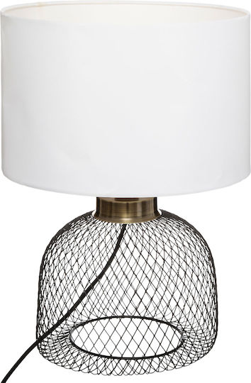 Atmosphera Emie Metal Table Lamp for E27 Socket with White Shade and Black Base