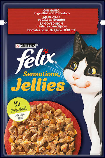 Felix Υγρή Τροφή για Ενήλικες Γάτες σε Φακελάκι με Βοδινό 85gr