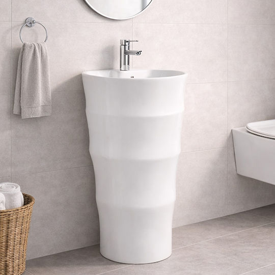 Vinci Curve Slim Chiuvetă de Podea Porțelan 42x42x83cm Alb