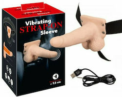 You2Toys Vibrating Strap-on Sleeve Harness με Dildo και Δόνηση σε Μαύρο Χρώμα