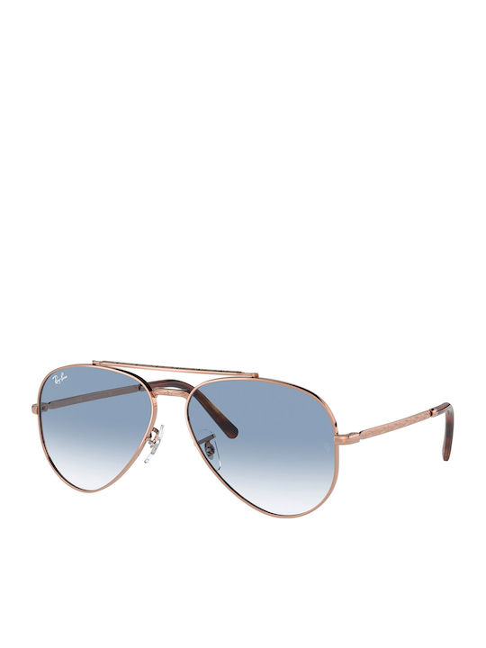 Ray Ban Aviator Unisex Γυαλιά Ηλίου με Ροζ Χρυσό Μεταλλικό Σκελετό
