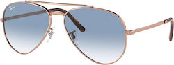 Ray Ban Aviator Γυαλιά Ηλίου Ροζ Χρυσά με Μεταλλικό Σκελετό