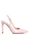 Envie Shoes Patent Leather Pointed Toe Pink Heels with Strap