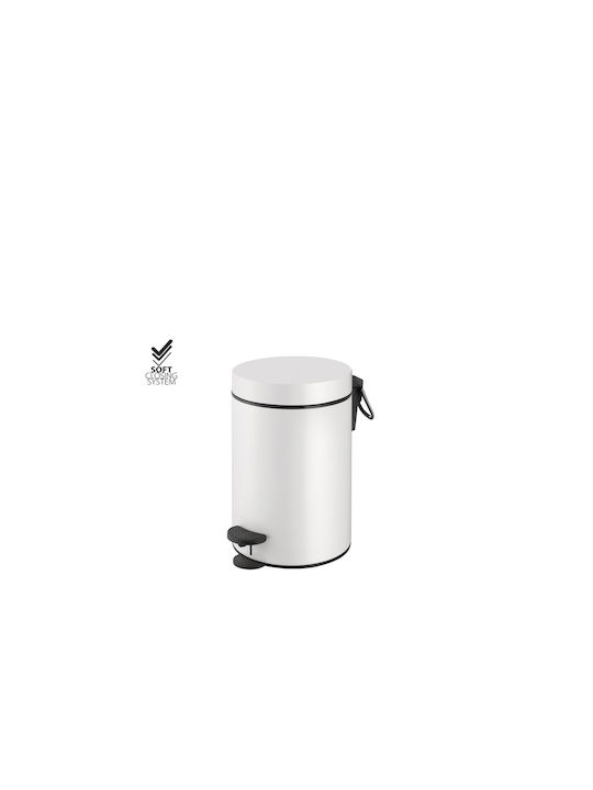 Sanco Inox Perie pentru coșul de gunoi din baie Închidere lentă 3lt Alb