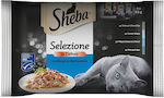 Sheba Selection In Sauce Nasses Katzenfutter für Katze in Beutel mit Fisch 4x85gr