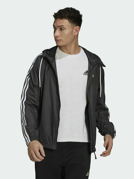 Adidas BSC 3-Stripes Мъжко яке Ветроустойчиво Черно