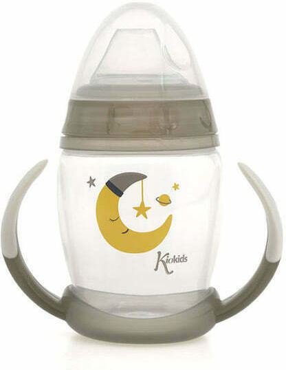 Kiokids Εκπαιδευτικό Μπιμπερό με Λαβές Moon 6m+ Grey 270ml
