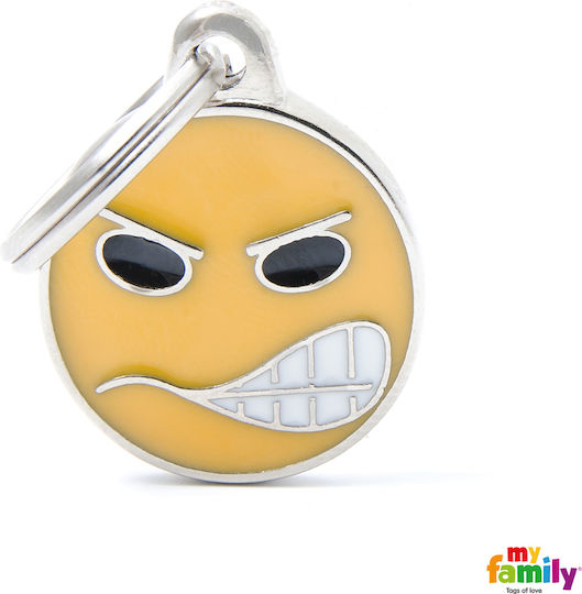My Family Dog ID Tag Circular Yellow Metal Personalized