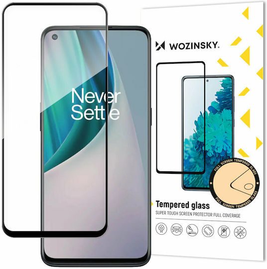 Wozinsky Super Tough Пълно лепило Закалено стъкло за цялото лице Черен (OnePlus Nord N10)