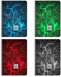 Must Σπιράλ Τετράδιο Ριγέ Α4 120 Φύλλων 4 Θεμάτων Processor (Διάφορα Χρώματα)