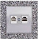 Mutlusan Elitra Plus Corian Διπλή Πρίζα Δικτύου RJ45 με Πλαίσιο σε Γκρι Χρώμα 11987