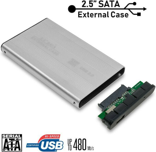 Case for Hard Drive 2.5" SATA III with Connection USB 2.0 Silver