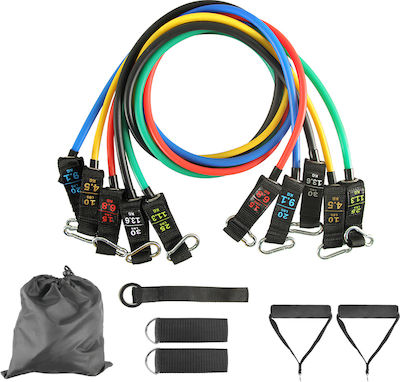 TRD GL-EP008 Gymtube Resistance Bands with Handles Set 5pcs Multicolour