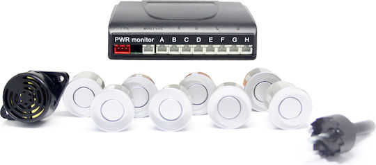Auto-Parksystem mit Buzzer und 8 Sensoren in Silber Farbe