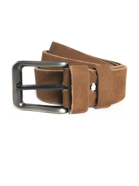 Men's Leather Wide Belt Tabac Brown