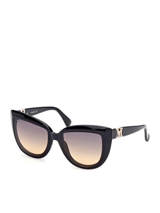 Max Mara Emme 6 Women's Sunglasses with Black Plastic Frame and Brown Gradient Lens MM 0029 01B