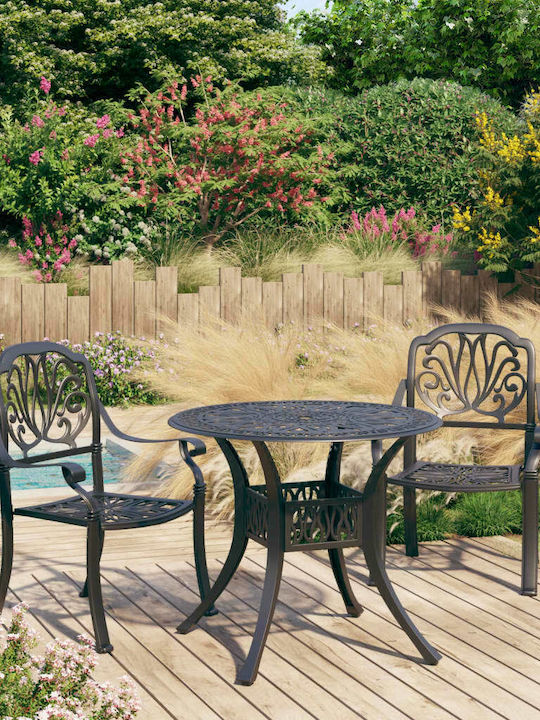 Bistro 3 Pieces Outdoor Dining Room Set Black w...