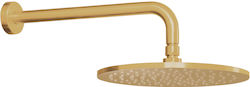 La Torre Inox Round Wall Mount Showerhead Gold Brushed PVD Ø25cm Elle