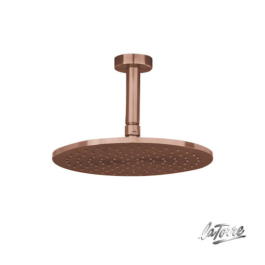 La Torre Elle Στρογγυλή Κεφαλή Ντουζ 25cm με Βραχίονα 10cm Rose Gold