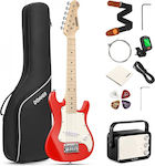 DONNER DSJ-100RD Σετ Ηλεκτρική Κιθάρα Mini 3/4 Κόκκινη DONNER DSJ-100RD Electric Guitar 3/4 Size Red