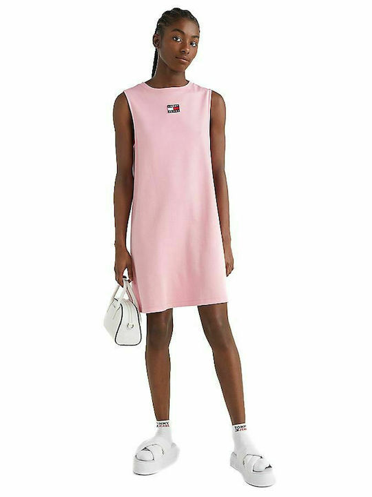 Tommy Hilfiger Mini Καλοκαιρινό All Day Φόρεμα Βαμβακερό Ροζ