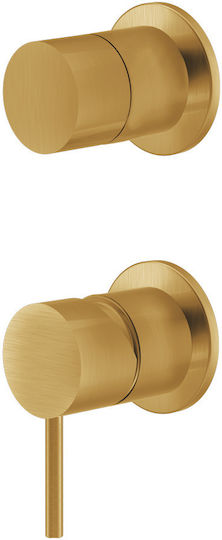La Torre Elle Built-in Faucet Mixer for Shower 2 Exits Inox Gold Brushed PVD