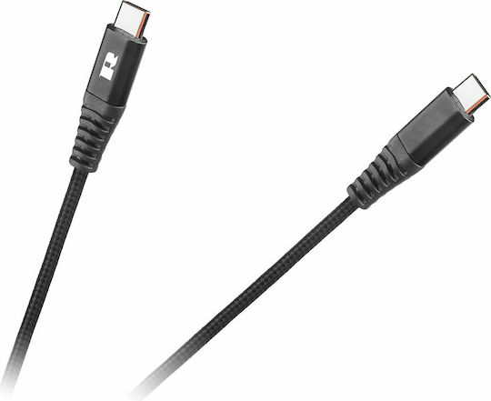Rebel Braided USB 2.0 Cable USB-C Male - USB-C 18W Black 1m