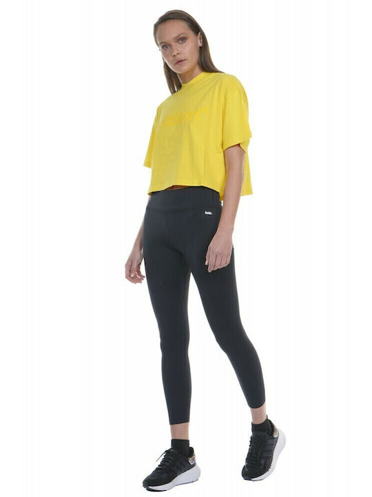 011227 Schulung Frauen Gekürzt Leggings Hochgeschnitten Schwarz