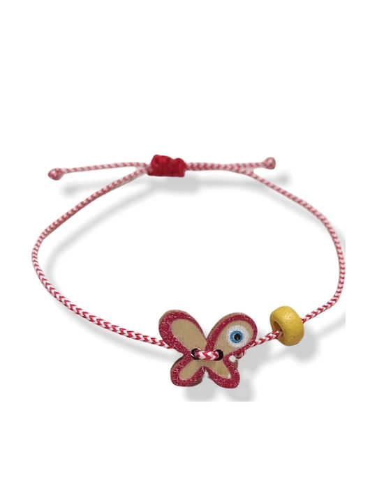 The Art of Beading Παιδικό Βραχιόλι Μαρτάκι Μακραμέ με Πεταλούδα