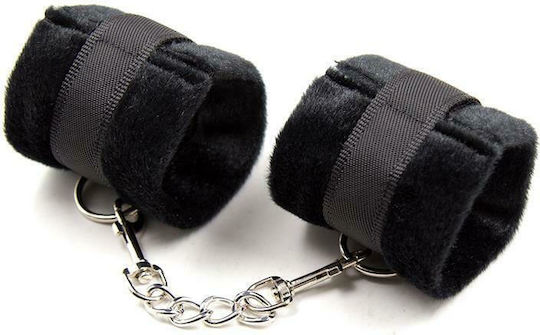 IntoYou Velcro Handcuffs With Long Fur Handschellen Black