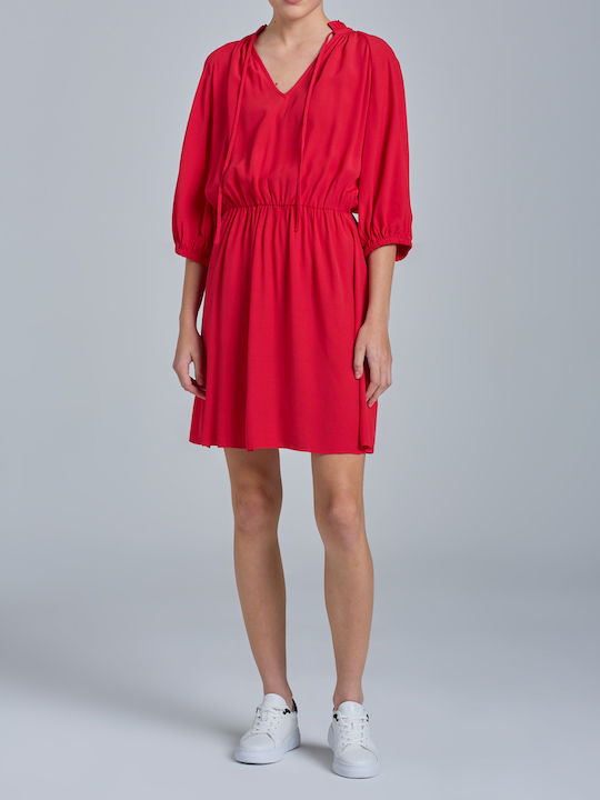 Gant Summer Mini Dress with Ruffles Red