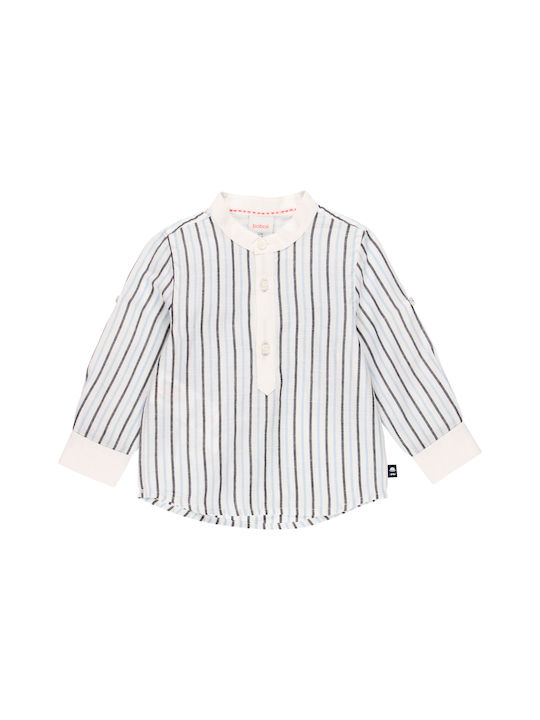 Boboli Kids Striped Linen Shirt Blue