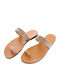 Leather Women's Flat Sandals in Silver Color